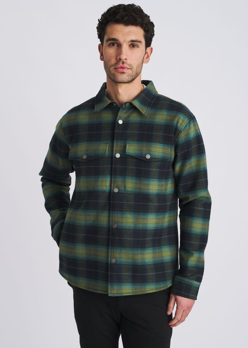 TEAL/NAVY PLAID FLEECE LINED SHIRT JACKET PM-3061