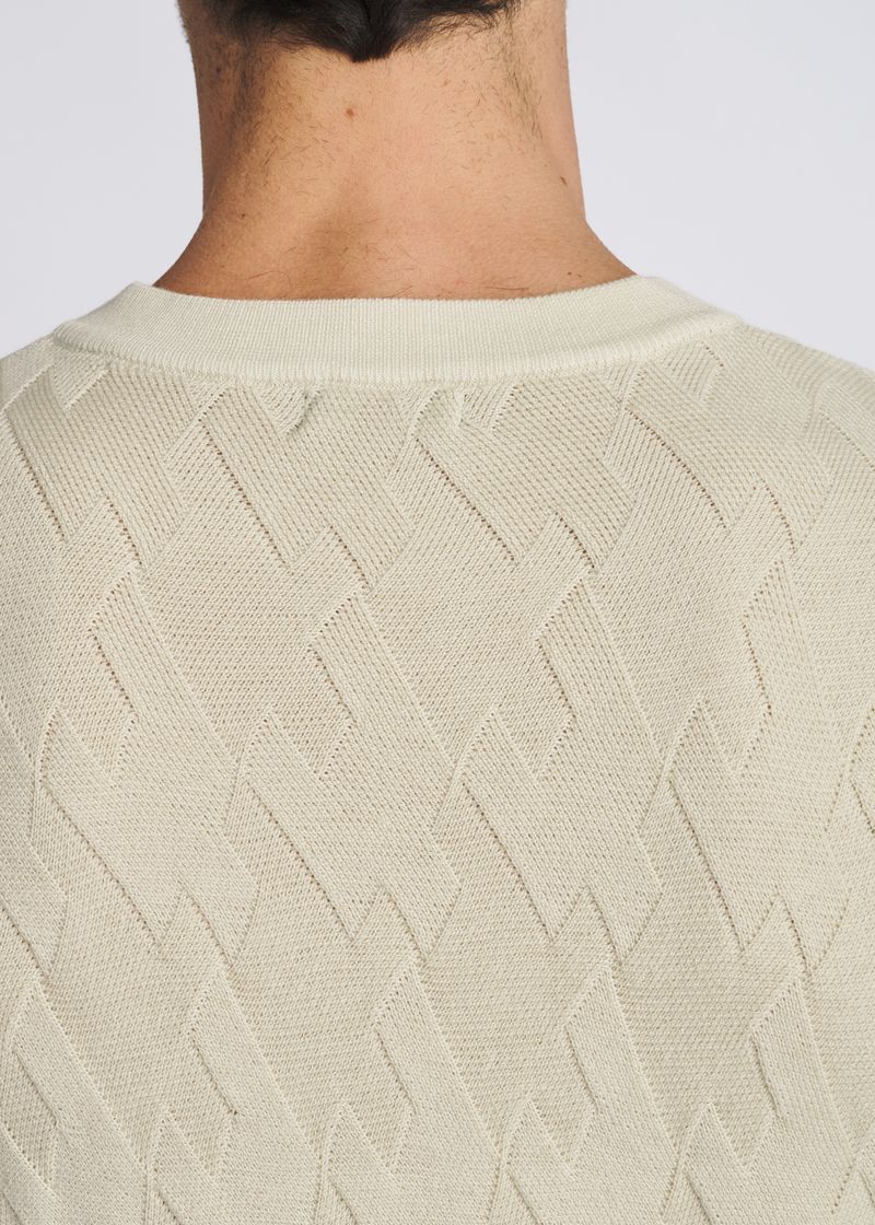 PARCHMENT V-NECK BASKETWEAVE WOOL BLEND KNIT SWEATER PM-16420