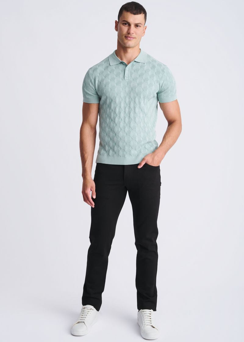 STALK TEXTURED SILK/TENCEL 3-BUTTON KNIT POLO PM-16319