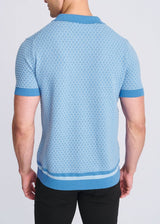 LAGOON/GLACIER HONEYCOMB TEXTURED COTTON BUTTON FRONT KNIT SHIRT PM-16329