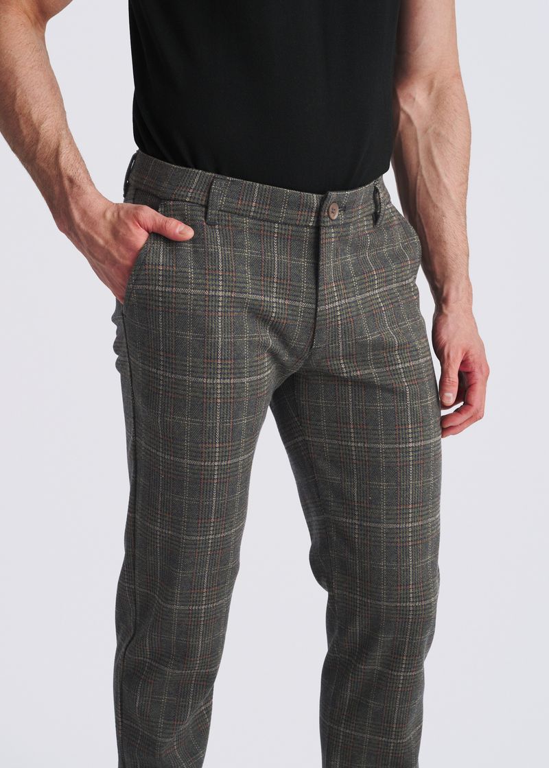 MOSS PLAID WOOL-LOOK STRETCH KNIT TAILORED PANTS PM-3303-70